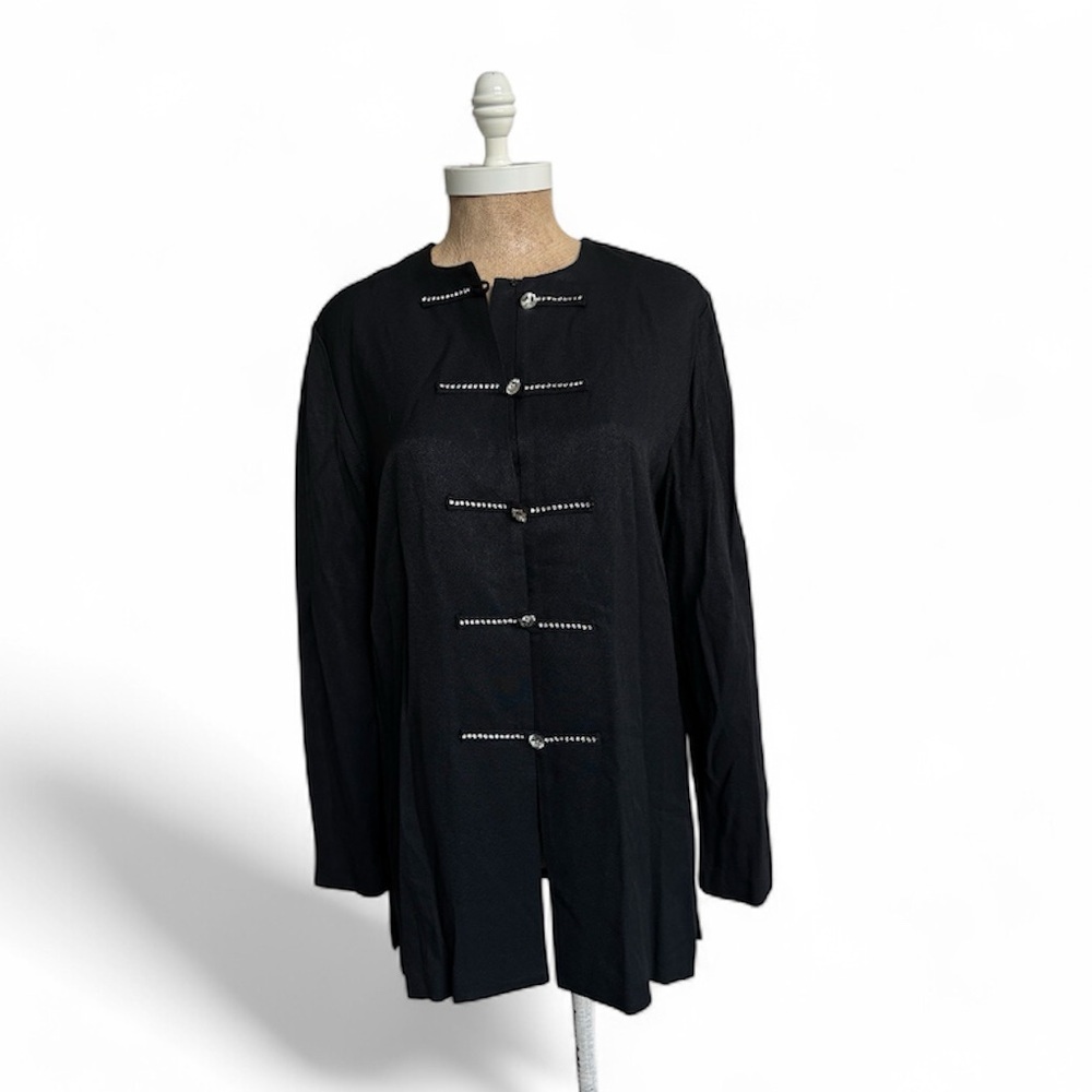 Vintage R&M Richards by Karen Kwong Black Rhinestone Jacket Size 8 - Picture 3 of 7